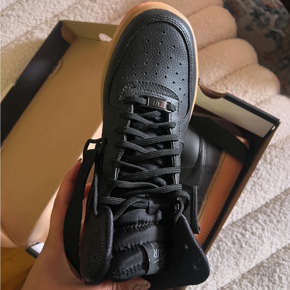 Nike Black and Tan High-Top Sneakers Air Force 1’s